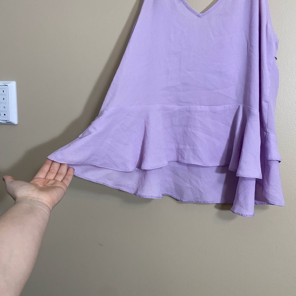 ASOS spaghetti strap lavender blouse ruffles size 8 - Picture 6 of 10